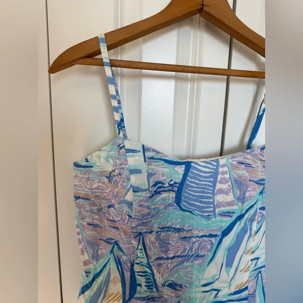 Lilly Pulitzer Shelli mini shift dress "Aboat Time" blue sailboat print Size 10 - Picture 2 of 5